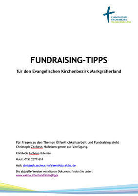 Quelle: Christoph Zacheus-Hufeisen Fundraisingtipps für den Evangelischen Kirchenbezirk Markgräflerland